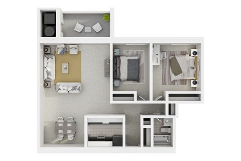 Floor plan for 2 beds, 1 bath, 760 sqft